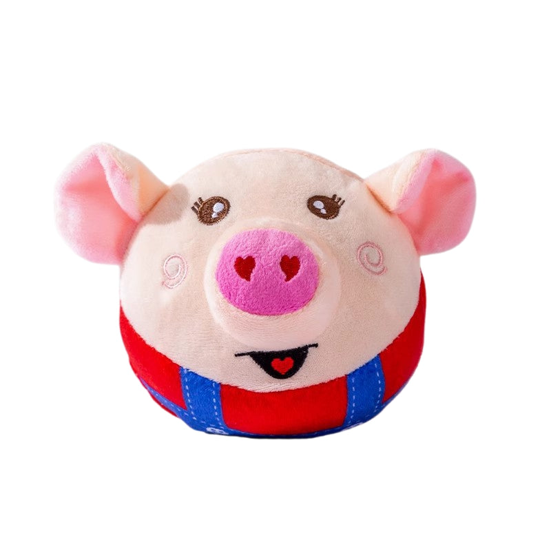 USB Rechargeable Plush Piglet Jumping Ball Interactive Pet Toy for Cats