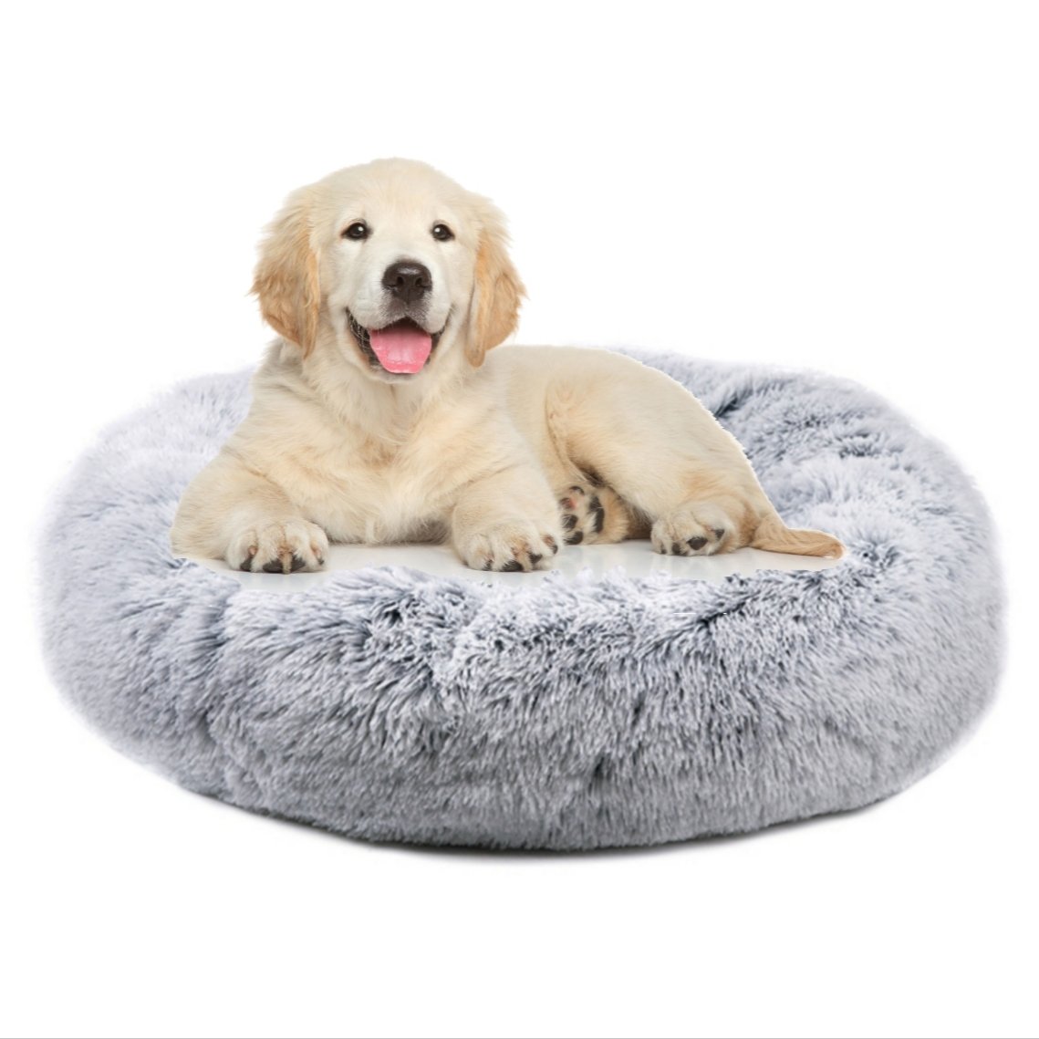 Mr. Peanut's 28-Inch OrthoPlush® Pet Bed – Snowflake White Two-Tone