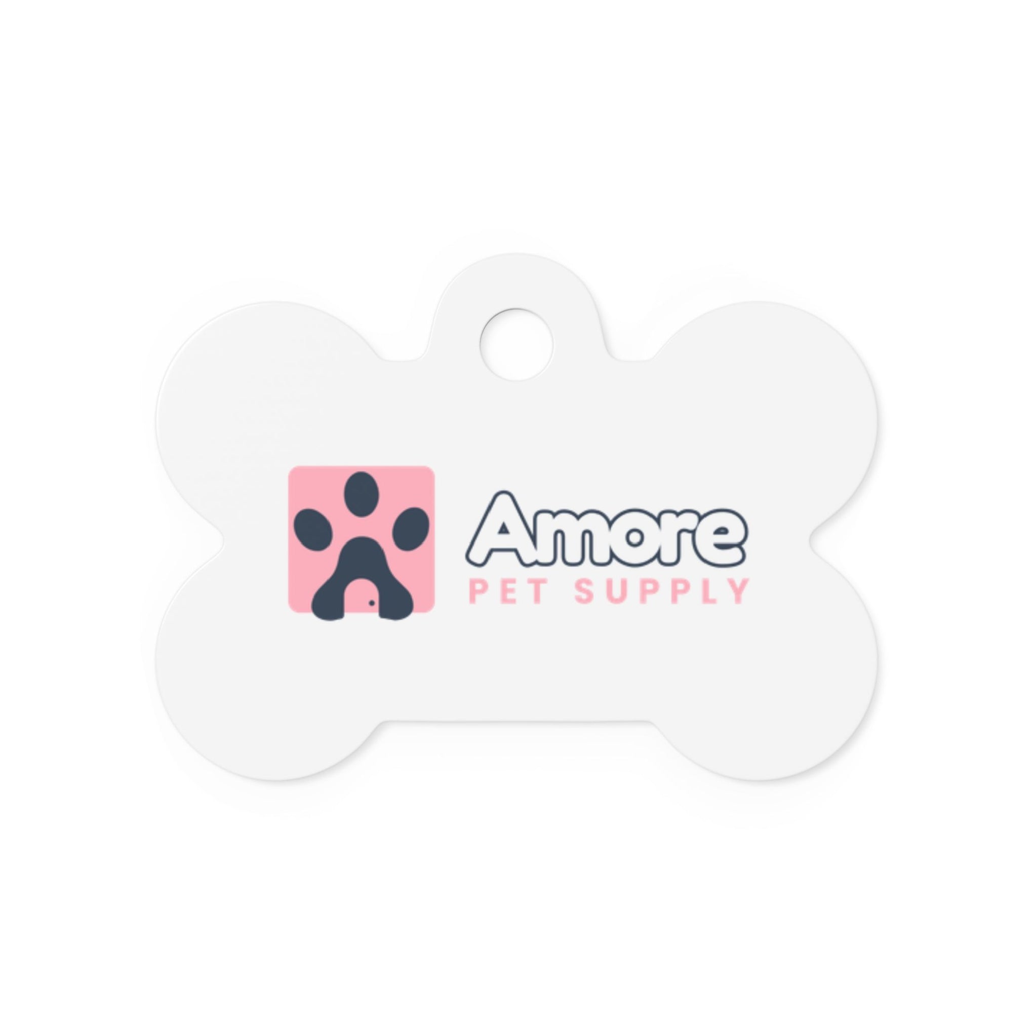 Pet Tag — Amore Pet Supply Bone ID Tag (Pink Paw Logo)