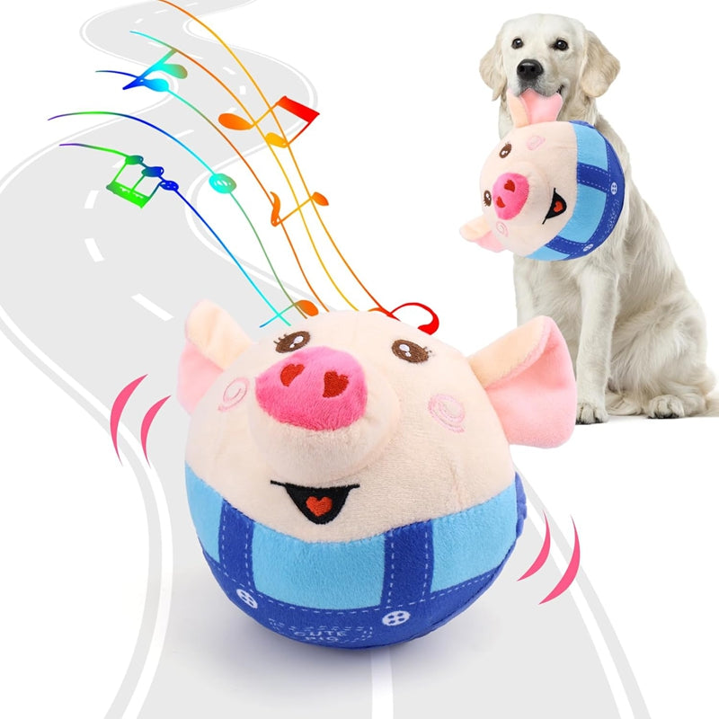 USB Rechargeable Plush Piglet Jumping Ball Interactive Pet Toy for Cats