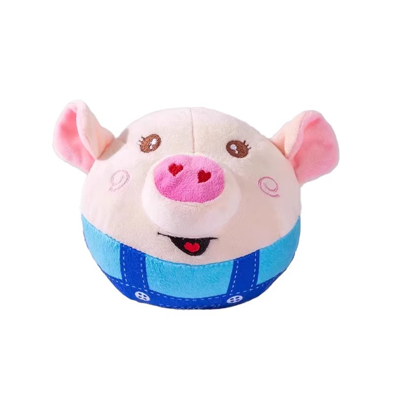 USB Rechargeable Plush Piglet Jumping Ball Interactive Pet Toy for Cats