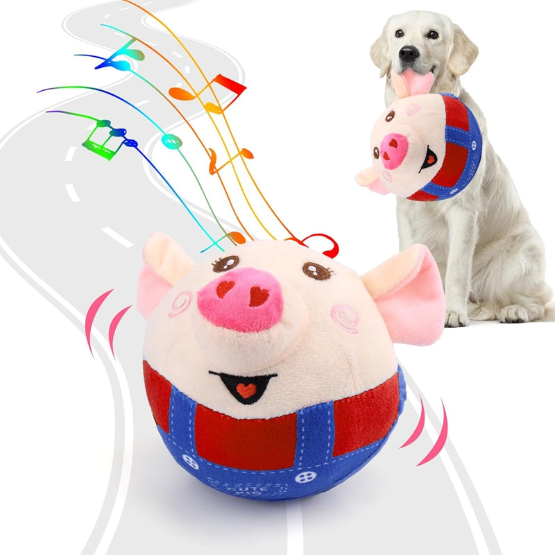 USB Rechargeable Plush Piglet Jumping Ball Interactive Pet Toy for Cats