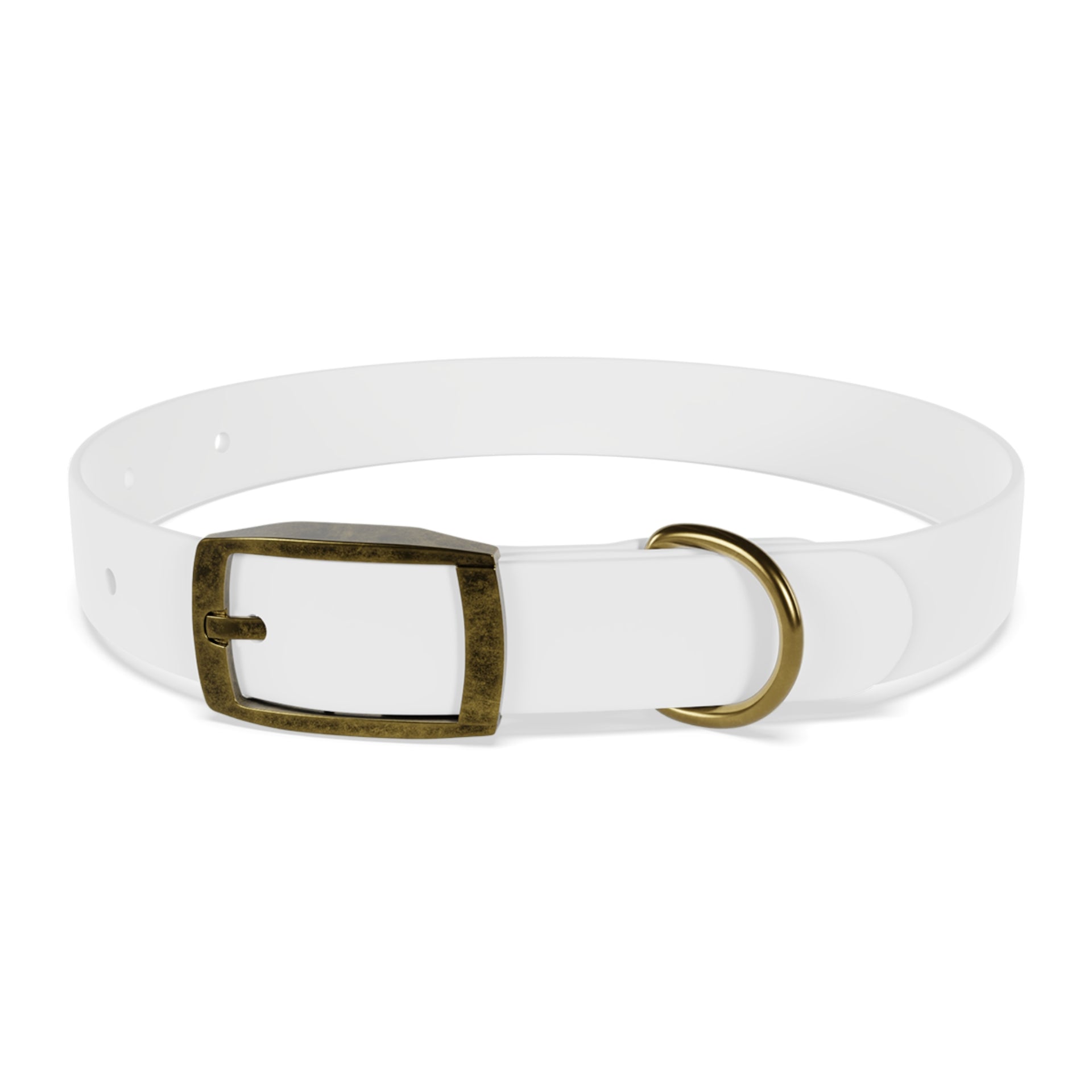 Personalized White Dog Collar — 'Amore Pet Supply' Logo Adjustable Waterproof Collar