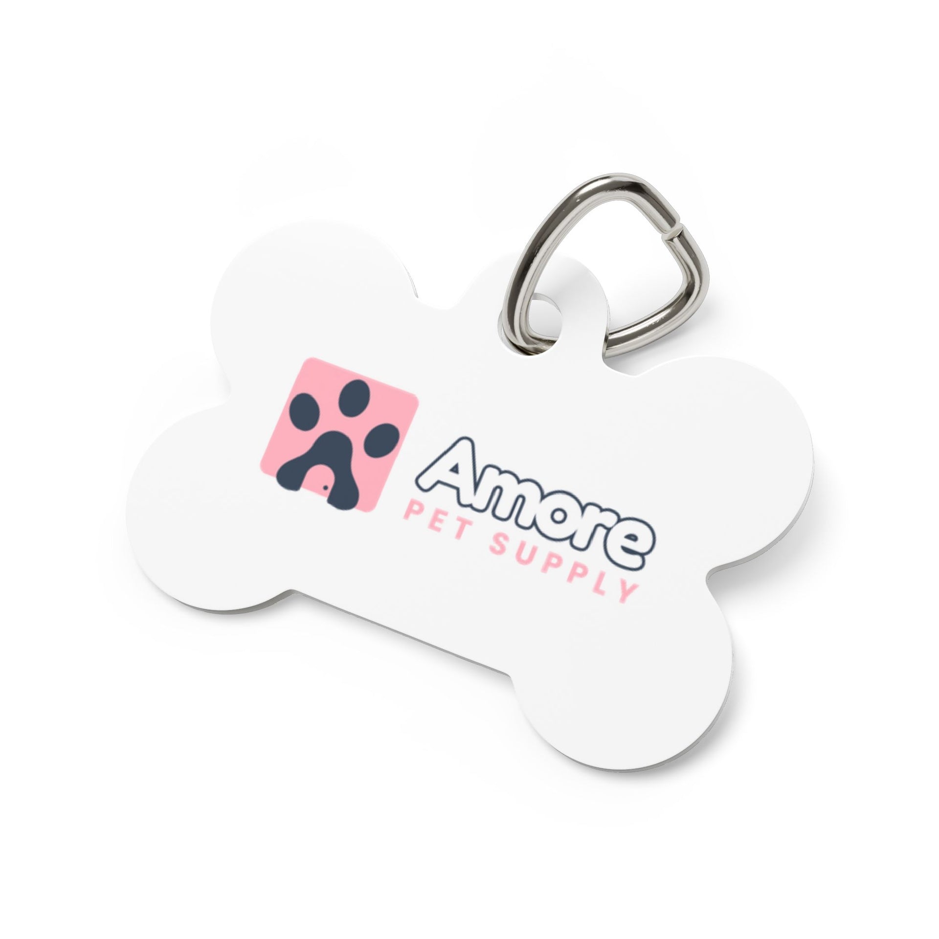 Pet Tag — Amore Pet Supply Bone ID Tag (Pink Paw Logo)