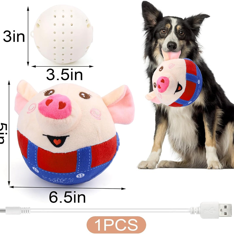 USB Rechargeable Plush Piglet Jumping Ball Interactive Pet Toy for Cats
