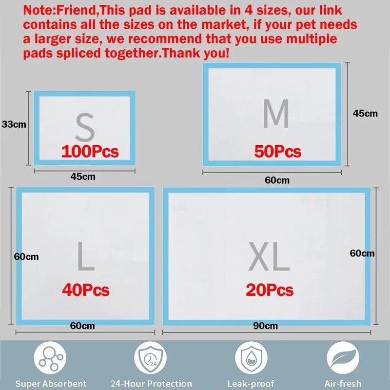 Super Absorbent Disposable Pet Pee Pads Quick Dry Training Protection Sheets